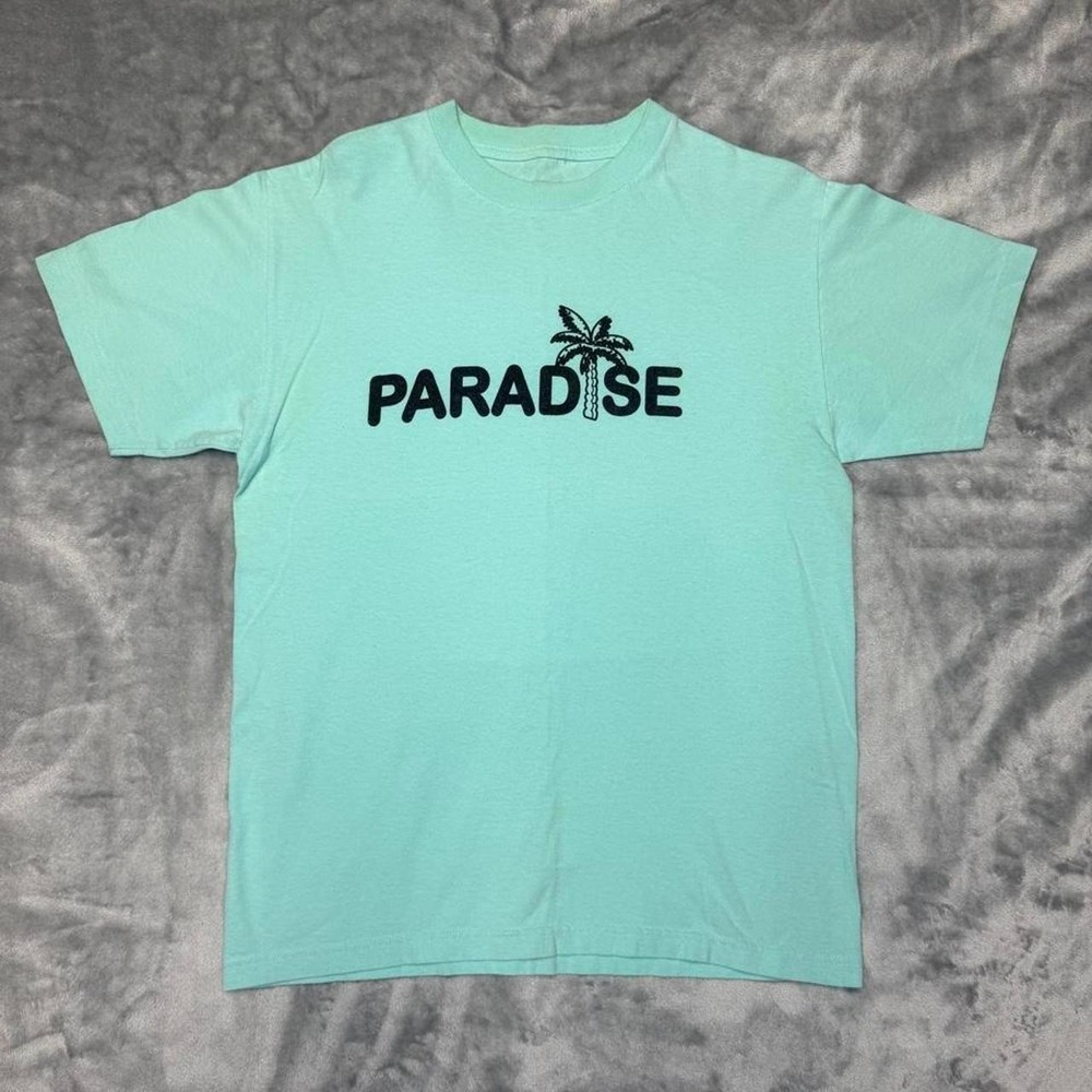 Future Palms Paradise T-Shirt Mens Medium Mint Green Palm Tree Graphic Tee